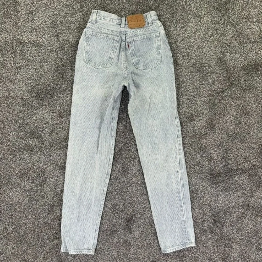 Vintage Levis 501XX Button Fly High Waisted Jean Women Hickory Stripe Denim READ - Picture 2 of 13